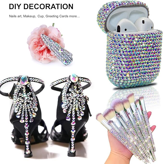 Blinginbox 1440 Pieces SS16/3.8-4mm Clear Crystal Flat Back Brilliant Round Rhinestones Glass Stones Glitter Gems Crystals Diamond (Crystal AB).