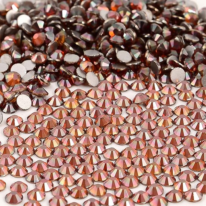 NCB Nancybeads 288pcs Flatback Round Glass Nail Art Rhinestones Crystal for DIY Making Accessories Shoes, Clothes, Face Art, Bags, Manicure (Amber, SS30 288pcs)