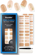 Real Gel Nail Strips (No UV Light Needed) - 44Pcs Salon Quality Nail Stickers - Long Lasting Polish Wraps for Women, Easy Apply & Remove (Cosmic Shimmer Nude)