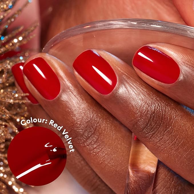 Manucurist Green Flash Gel Polish - Red Velvet (Deep Velvet Red) - UV & LED Gel Nail Polish - 12-Free, Bio-Sourced (84%) - Professional Manicure - 15 ml