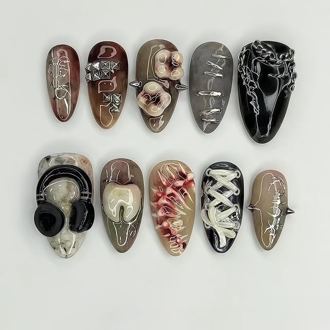 3D Marine Elements Nail Mold Multiple Shapes Teeth Wind Chimes Silicone Nails Molds Accessories Gel Plastic Bag Art Manicure Tools