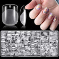 LoveOurHome 750pc Extra Short Square Nail Tips Clear Fake Nails XS Square Gel Nail Tips Full Cover Acrylic Nails Clear Press on Nails Short False Nail 15 Sizes Fingernails for Gel Nail Extension