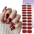 Semi Cured Gel Nail Strips – Real Gel Nail Polish Wraps | Long Lasting Easy Peel-Off Removal | Hema-Free | 20-Piece Glitter Cat eye Dark Red Salon Stickers Kit with File & Stick