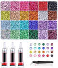 32000Pcs Resin Jelly Rhinestones for Bedazzling,3mm Multicolor Flatback Gems for Diamond Art Bedazzler Kit with 3Pcs 10ml Jewelry Glue for Nail Art Crafting Book Makeup (24000)