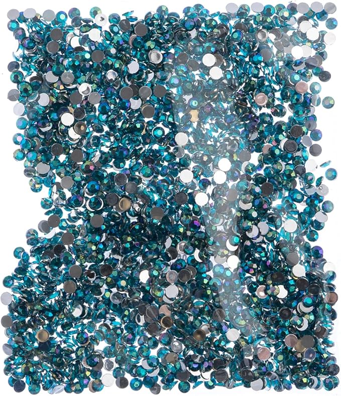 John Bead 2000 Pieces 4mm (SS16), Turquoise AB, Acrylic Round Flat Back Rhinestones for Jewelry Making, DIY Crafts, Nail Art, Face Makeup, Clothes