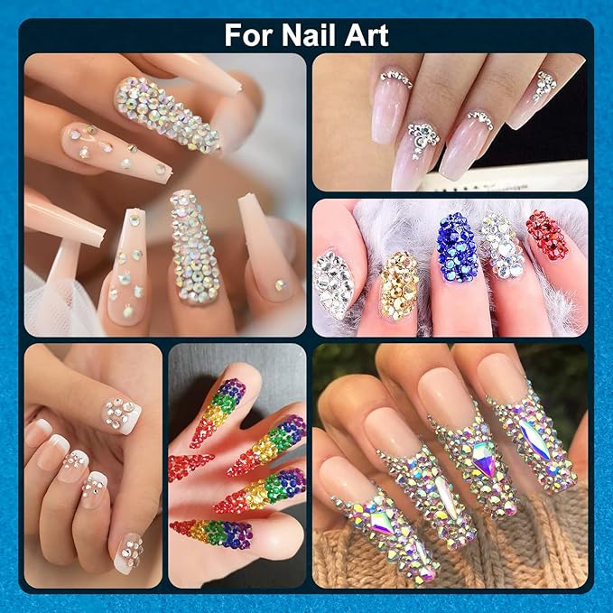 BELLEBOOST Nail Art Rhinestone Glue Gel&2 Boxes Flatback Gems Kit, 1 Tube of 15ml Rhinestone Gel Glue(UV/LED Needed)+Round Glass Crystal Clear Gemstones with Pickup Tools