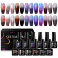 MEET ACROSS 12PCS Color Changing Gel Nail Polish Set Glitter Temperature Mood Changing Color Changed Gel Soak Off Nail Art Design Kit Manicure at Home DIY Special Gifts for Women Girls