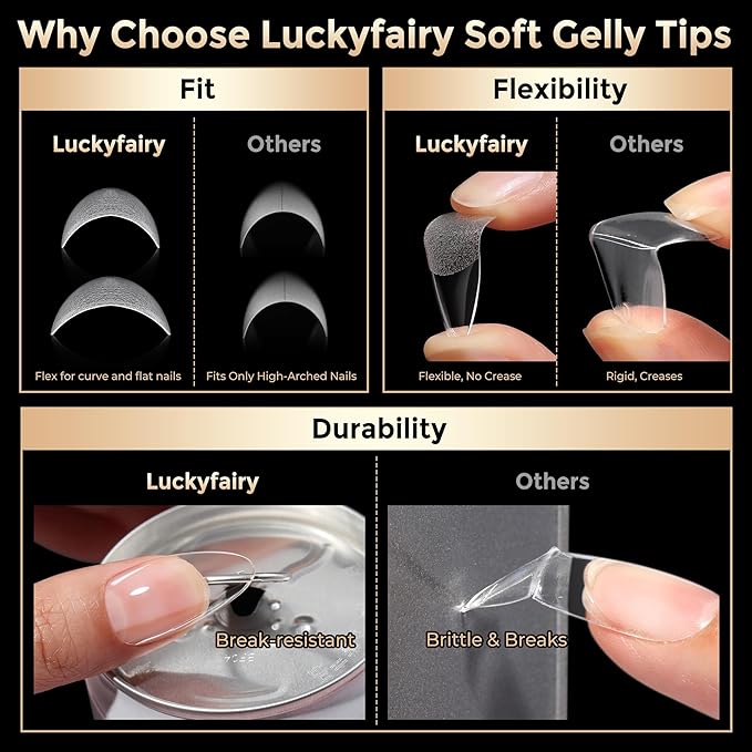 Medium Almond Nail Tips, 504pcs Soft Gel Pre-Filed Acrylic Almond Fake Nails, Half Matte Full Cover Clear Press on Flase Nail Tips for Nail Extension Home DIY 12 Sizes