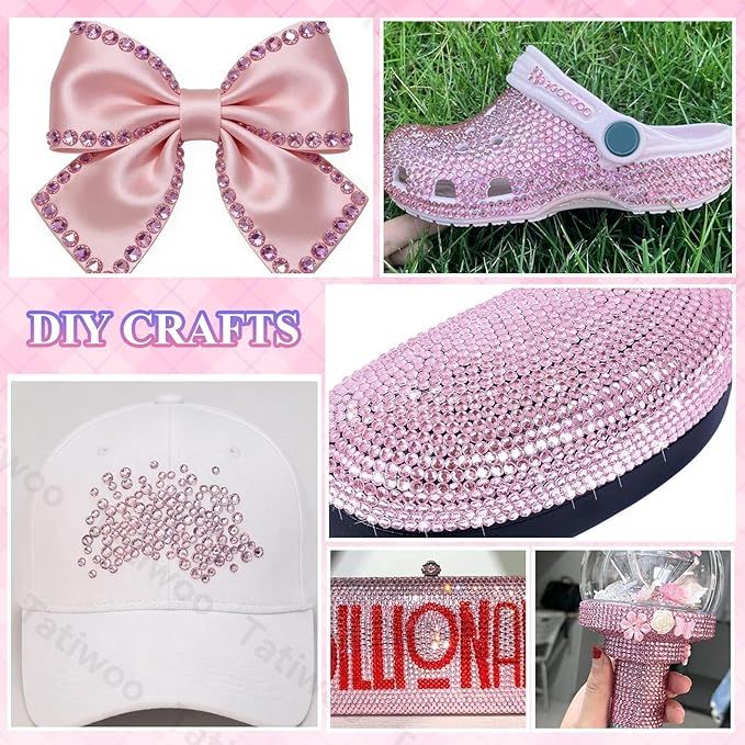 20000Pcs Light Pink Flatback Jelly Resin Rhinestones for Bedazzling, Mix Sizes 2-6mm Crystal Rhinestones Gems, Pink Gems Bedazzling for Crafting for DIY Face Makeup Crafts Tumblers
