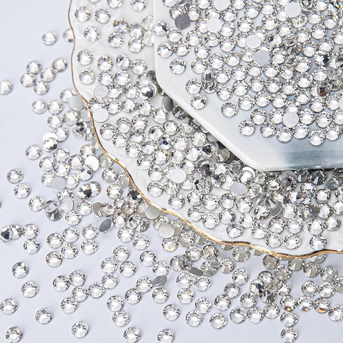 10000PCS Clear Rhinestones Bulk, Flat Back Crystal Glass Stone Round Gems,SS16, 3.8-4.0mm