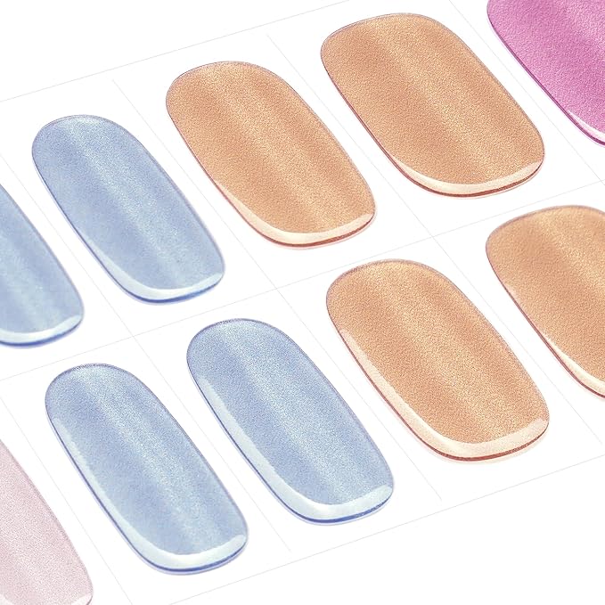 DANNI & TONI Semi Cured Gel Nail Strips Multicolor (Prism Blush) Cat Eye Accent Nails Summer Gel Nail Wraps 28 Stickers