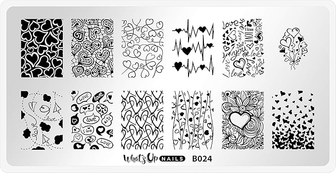 Whats Up Nails - Valentine's Day Stamping Plates 2 pack (B024, B041) for Nail Art Design