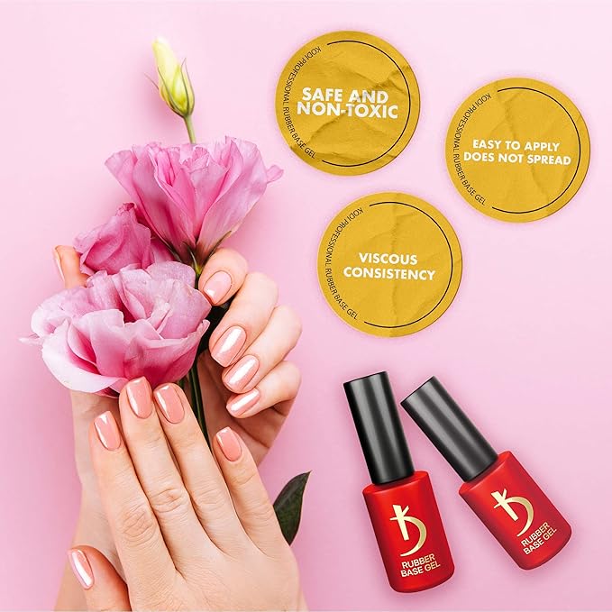 kodi professional Rubber Base Gel 15 ml (0.50 oz) | Gel LED/UV Nail Polish Coat Soak | Original Products| For Long Lasting Nails Layer| Easy To Use, Non-Toxic & Scentless (15ML)