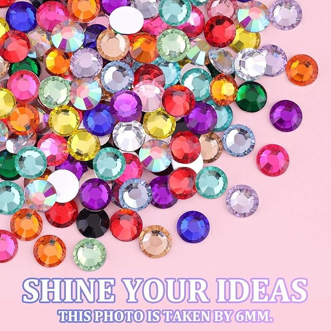 6600Pcs Resin Rhinestones for Bedazzling with Tweezers, Multicolor 5mm Rhinestones for Crafting with B7000 Jewelry Glue for DIY Crafts Clothing Tumblers Shoes Fabric Nail Art