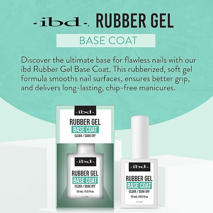 IBD Rubber Base Gel Nail Polish, Base Coat – Clear Soak-Off Builder Gel for Nails Strengthening & Breakage Prevention, 0.5 fl oz