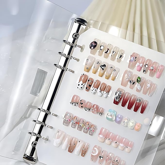 Large Press On Nails Book Insert Pages Clear Insert Pages Press On Nail Storage Book for Fake Nail Storage Nail Salon Supplies (12, white)