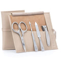 GERMANIKURE 4pc Manicure Set in Beige Leather Case - Made in Solingen Germany, FINOX Stainless Steel Tools – Professional Quality Compact Nail Grooming Kit
