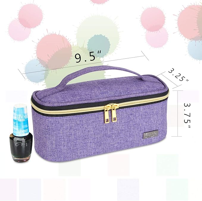LUXJA Nail Polish Organizer - Holds 12 Bottles (15ml - 0.5 fl.oz), Nail Polish Case for Polish and Small Tools, Purple