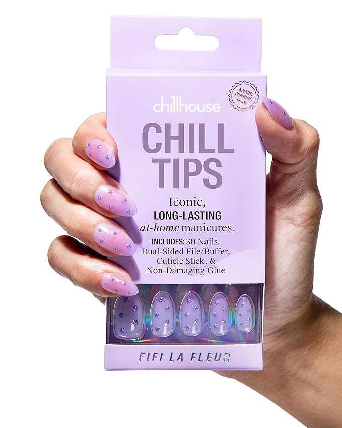 Chillhouse - Chill Tips, Press on Nails Kit - Fifi La Fleur (Almond) - 30 Nail Shapes & Sizes - Up to 2 Weeks of Wear - Customizable Fit - Reusable - Latina Founded & Women Owned - Beauty & Self Care