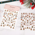 Keluna Christmas Nail Art Stickers - 2Pcs 5D Embossed Shinny Gold Xmas Nail Stickers, Winter Snowflake Nail Decals, Elk Wreath Xmas Tree Nail Decals for Women DIY Manicure Decorations Accessories