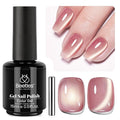 Beetles Sunlit Champagne Pink Cat Eye Gel Nail Polish - 15ML Valentine's Day Pink Cat Eye with Gold Powder Magnetic Glitter Gel Polish Glass Effect Soak Off UV DIY Nail Art Gift for Women