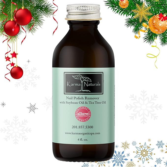 Karma Organic Nail Polish Remover with Soybean Oil and Tea Tree Oil- Non Toxic, Vegan, Cruelty Free, Acetone Free – Nails Strengthener for Fingernails – 4 fl. Oz.