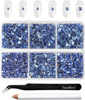 Beadsland 4300pcs Flatback Rhinestones,Light Blue Rhinestone Nail Gems Round Crystal Rhinestones for Crafts,Mixed 6 Sizes with Picking Tweezers and Wax Pencil Kit, SS6-SS20,Light Sapphire