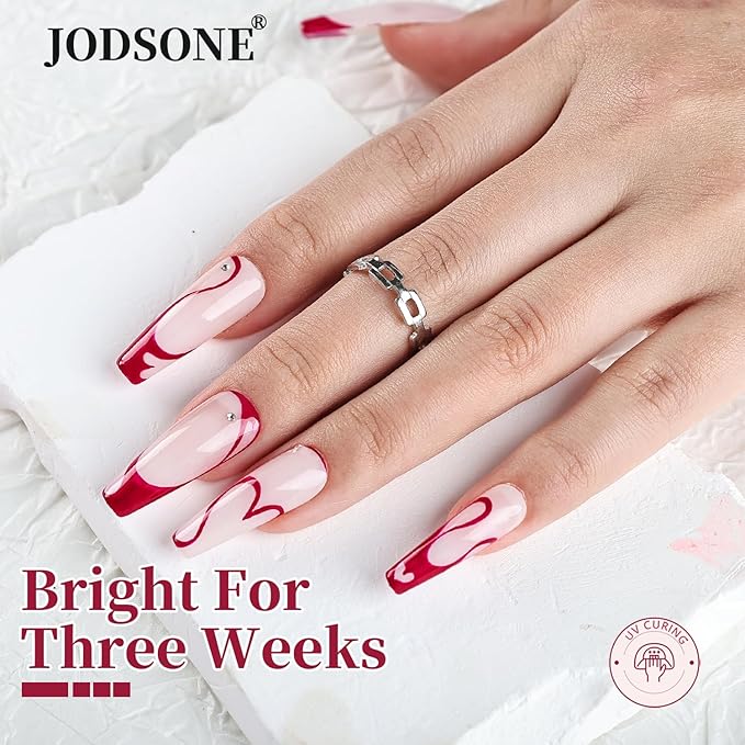 JODSONE Dark Red Swirl Nail Art Liner Gel Polish,10ml Classic Color 3D Nail Art Pens Effect Nail Print Design with Thin Brush for French Tips Manicure Painting DIY at Home - LB22