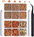 NCB Hotfix Iron on 8000pcs Crystal Rhinestones Round Gem for Crafts Decoration DIY Jewelry Making with a Tweezers and 2 Picking pens (Golden Sun, 6Sizes SS4-SS30)