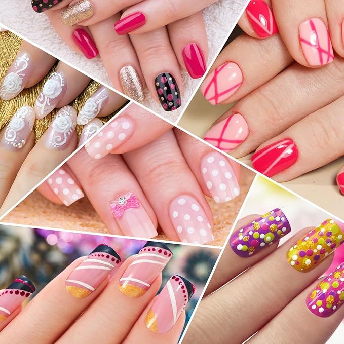 5 Pcs Dotting Pens with 3 Pcs Nail Art Liner Brushes, Nail Art Design Tools