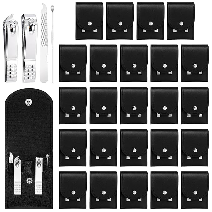 24 Set Travel Manicure Set Nail Kit Women Nail Clipper Kits Manicure Kit for Women Men Stainless Steel Pedicure Sets with Black Travel Case Portable Grooming Kits Gifts for Nails Care Gifts