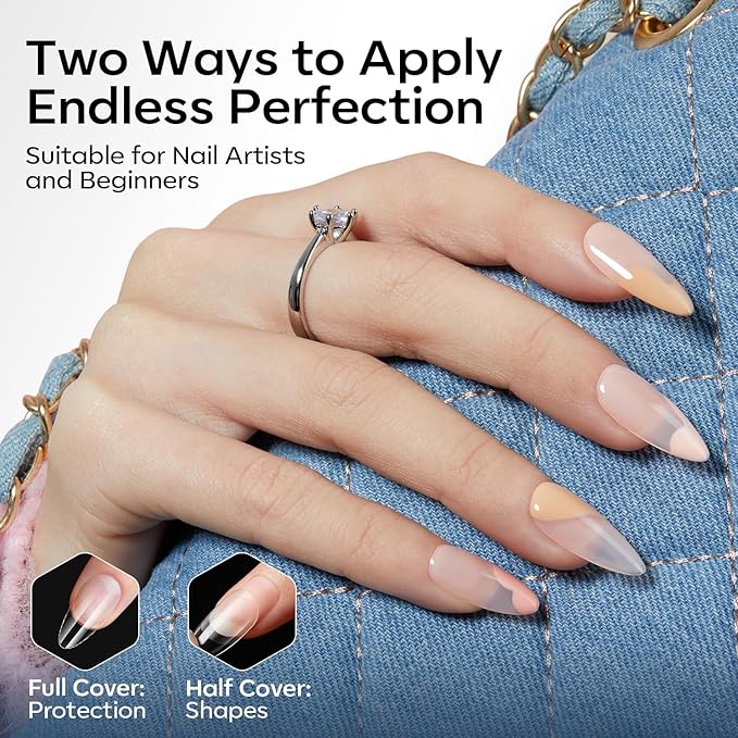 modelones Medium Almond Gel Nail Tips, 360pcs Pre-shaped Clear Fake Nails Press On Full Cover 15 Sizes Acrylic Gel Tips for Extension Salon