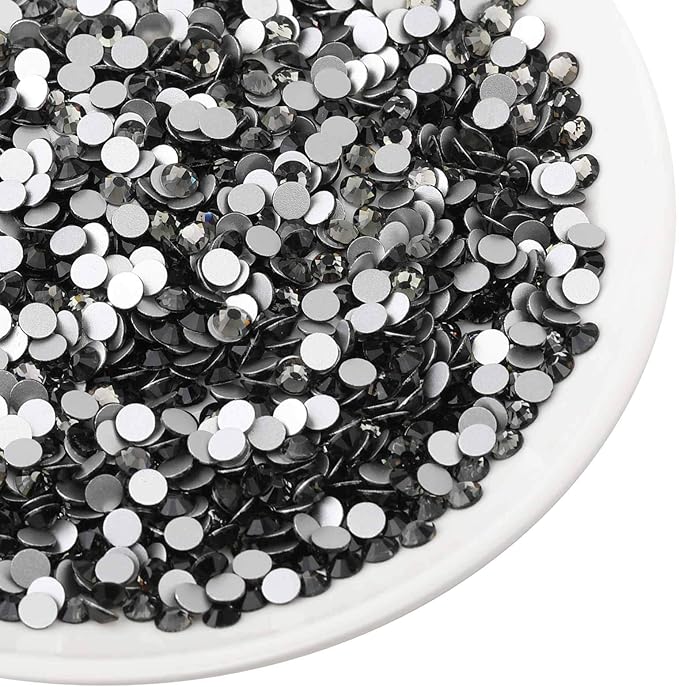 Beadsland 2880pcs Flat Back Crystal Rhinestones Round Gems for Nail Art and Craft Glue Fix,Black Diamond,SS10,2.7-2.9mm