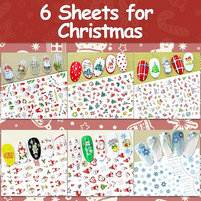 TailaiMei 24 Sheet All Holidays Nail Art Stickers, Christmas Valentine's Day Mixed Seasons Variety Pack for Halloween Fall Nail Decals, Self-Adhesive Design Thanksgiving Nail Decorations (Classical)