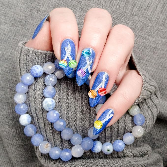 PAGOW 200pcs 6mm Lollipop Nail Charm Colorful Candy Mini Sugar Nail Art 3D Acrylic Decorations Kawaii Accessories Sweet Christmas Valentine Birthday Gift for Women Teen Girls