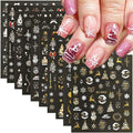 10Sheets Christmas Nail Stickers Embossed Gold Silver Christmas Tree Nail Decals Snowball Bow Elk Nail Supplies