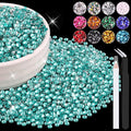 8000PCS 3mm Resin Rhinestones Bulk for Crafting (Lake Blue), Flatback Bedazzling Crystals for Crafts DIY Nail Decoration, Gems Charms for Tumbler Shoes Clothing Fabric with Pickup Pen and Tweezers