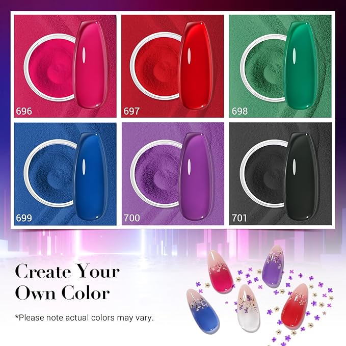 AZUREBEAUTY Dip Powder Nail Kit, 6 Color Jelly Glow Dipping, Natural French Nail Art Starter Manicure Salon DIY at Home