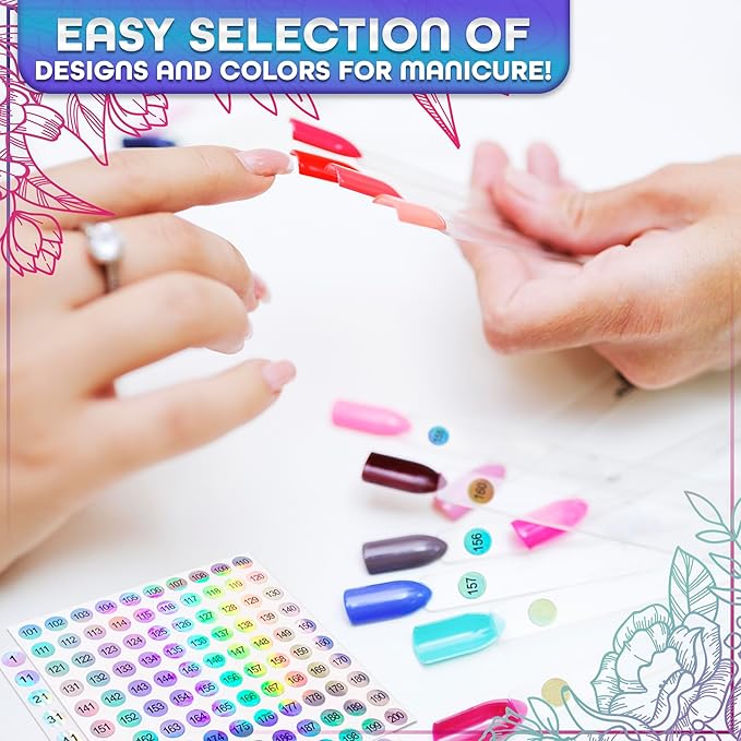 200 Pcs Nail Swatch Sticks – Color Swatches with Numbering Stickers and 4 Metal Rings – Easy to Paint On, Simple to Organize and Store for Professionals, Beginners, and Gel Polishes, Nail Forms