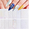 12 Sheets Aurora Nail Art Stickers Star Smiling Face Love Heart Nail Decals Self-Adhesive Pegatinas Uñas Glitter Holographic Nail Sticker for Women Girls Nail Art Design Decor Accessories 807-12