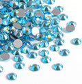 Beadsland 576pcs Flat Back Crystal Rhinestones Round Gems for Nail Art and Craft Glue Fix, Aquamarine AB, SS30,6.3-6.5mm