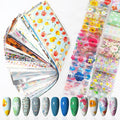DANNEASY 300 Sheets Holographic Nail Foils Film, Iridescent Nail Art Transfer Foil Stickers Laser Flower Colorful Foil Paper Sheets Starry Sky Star Design Sticker for Nails Decoration Supplies