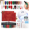 Candy Lover Christmas Gel Nail Polish Kit with U V light - 12 Xmas Colors Gel Polish with 72W Nail Lamp Base Top Coat Gel Nail Kit for Beginners with Everything Manicure Kit for Women Teen Girl Gifts