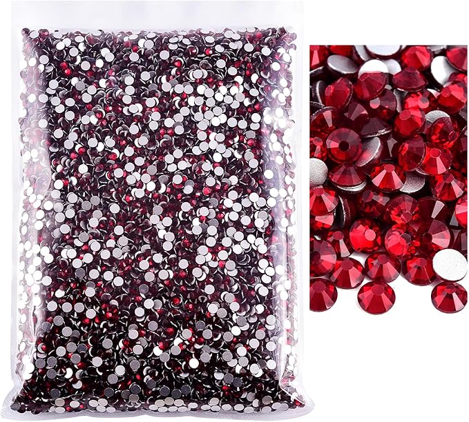 Blinginbox Flatback Rhinestones Bulk,14400pcs Crystal Round Loose Gemstones Glass Rhinestones for Crafts Makeup Nail Art Clothes Shoes DIY Decorations(SS16,3.8-4.0mm,Dark siam)