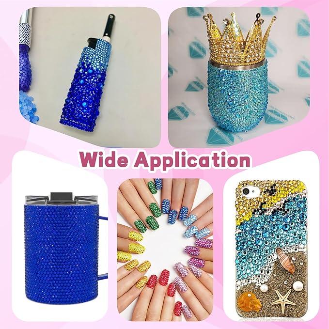 20000Pcs Blue Rhinestones for Bedazzling with 3Pcs B7000 Jewelry Glue, Resin Rhinestones for Crafting Crafts，Bedazzler Kit Flatback Gems for Clothing Shoes Tumblers Nail Art