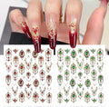 2 Sheets 5D Embossed Gemstone Nail Stickers Retro Gemstone Nails Art Decals for Women DIY Manicure Decorations