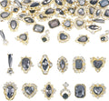 KISSITTY 48pcs Nail Art Rhinestones Flat Back Rhinestone Crystal Cabochons Gray Color Heart Teardrop Rectangle Shape Small Embellishments for Nail Art Craft Decoration Jewelry Making