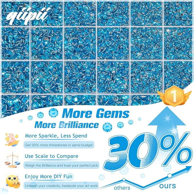 Middle Blue Resin Rhinestones w B7000 Glue for Bedazzling Crafting 2mm-6mm Flatback Gems Stones Diamonds Crystals Bedazzler Kit for Nails Face Eyes Makeup Tumblers Botttles DIY Crafts Shoes