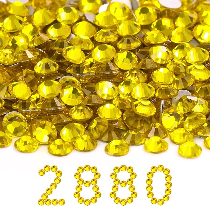 Flatback Rhinestones Bulk, 2880PCS Citrine Rhinestones for Clothes DIY Decoration Crafts, Citrine, SS30, 6.3-6.5mm