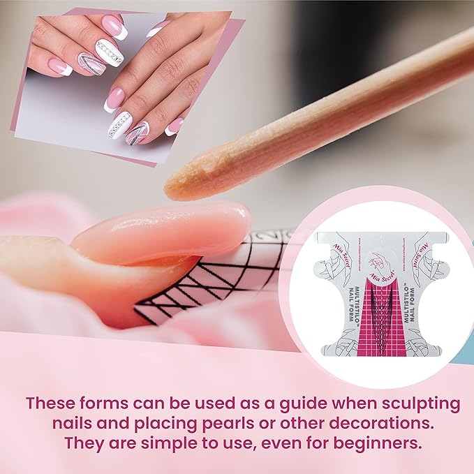 Mia Secret Multistilo 500 PCS - Nail Extension Tips, Forms for Acrylic & Gel Nails - Guide Stickers